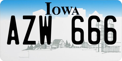 IA license plate AZW666
