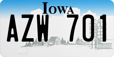 IA license plate AZW701