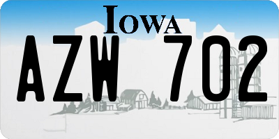 IA license plate AZW702