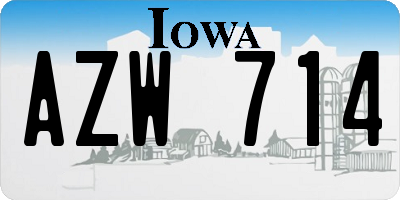 IA license plate AZW714