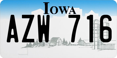 IA license plate AZW716