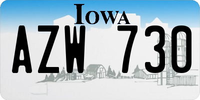 IA license plate AZW730