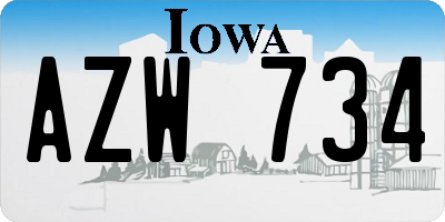 IA license plate AZW734