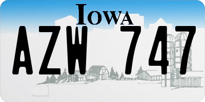 IA license plate AZW747