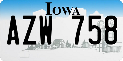 IA license plate AZW758