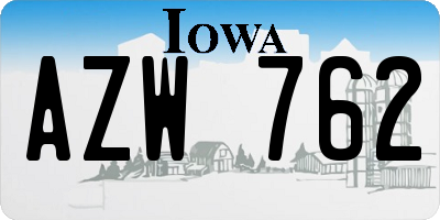 IA license plate AZW762