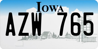 IA license plate AZW765