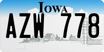 IA license plate AZW778