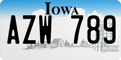 IA license plate AZW789