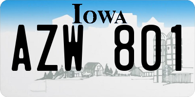 IA license plate AZW801