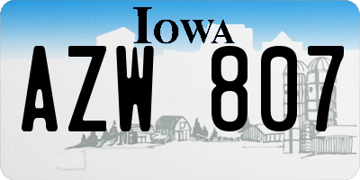IA license plate AZW807