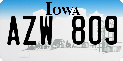 IA license plate AZW809
