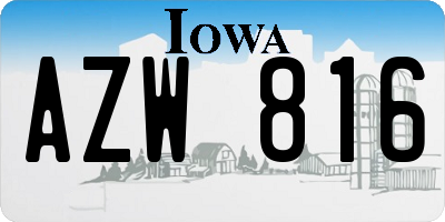 IA license plate AZW816