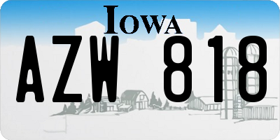 IA license plate AZW818