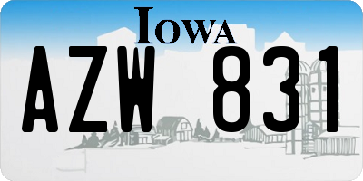 IA license plate AZW831
