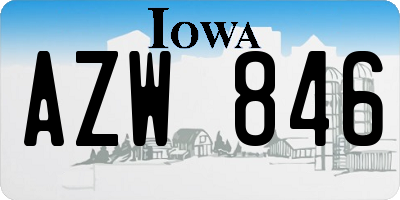 IA license plate AZW846