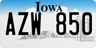 IA license plate AZW850