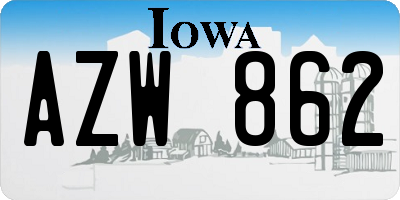 IA license plate AZW862
