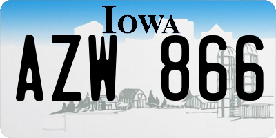 IA license plate AZW866