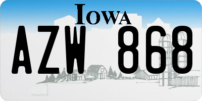 IA license plate AZW868