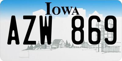 IA license plate AZW869