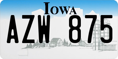 IA license plate AZW875