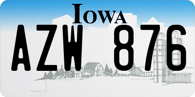 IA license plate AZW876