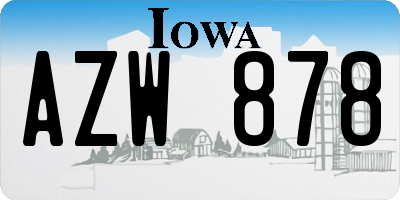 IA license plate AZW878