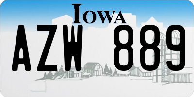 IA license plate AZW889