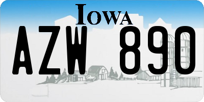 IA license plate AZW890