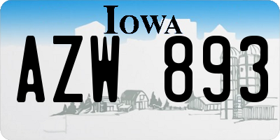 IA license plate AZW893