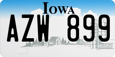 IA license plate AZW899