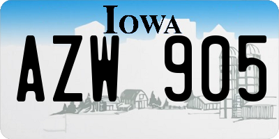 IA license plate AZW905
