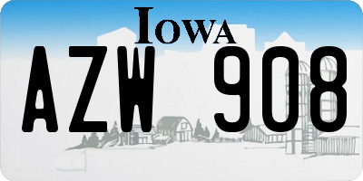 IA license plate AZW908