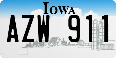 IA license plate AZW911
