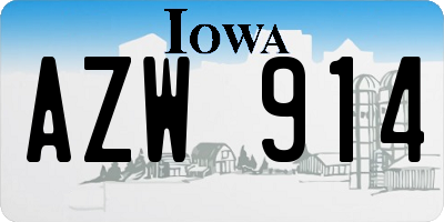 IA license plate AZW914