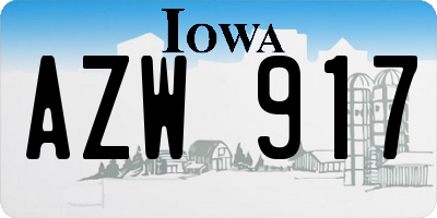 IA license plate AZW917