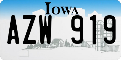 IA license plate AZW919