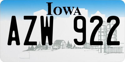 IA license plate AZW922