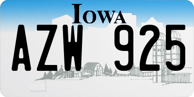IA license plate AZW925