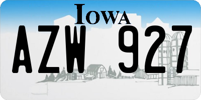 IA license plate AZW927