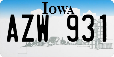 IA license plate AZW931