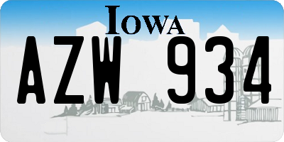 IA license plate AZW934