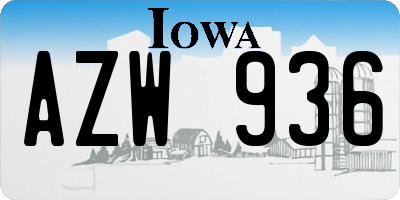 IA license plate AZW936