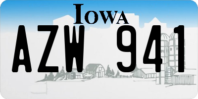 IA license plate AZW941