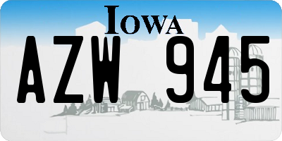 IA license plate AZW945