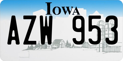 IA license plate AZW953