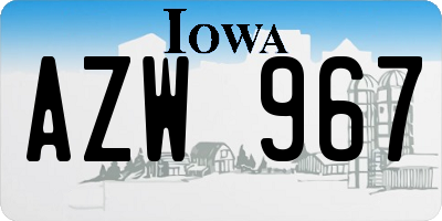 IA license plate AZW967