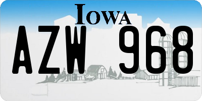 IA license plate AZW968