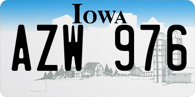 IA license plate AZW976